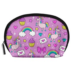 Cute Unicorn Pattern Accessory Pouches (large)  by Valentinaart