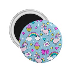 Cute Unicorn Pattern 2 25  Magnets by Valentinaart