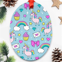 Cute Unicorn Pattern Ornament (oval) by Valentinaart