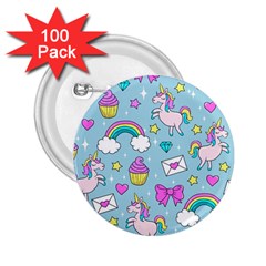 Cute Unicorn Pattern 2 25  Buttons (100 Pack)  by Valentinaart