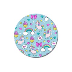 Cute Unicorn Pattern Magnet 3  (round) by Valentinaart