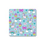 Cute Unicorn Pattern Square Magnet Front