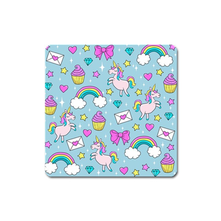 Cute Unicorn Pattern Square Magnet