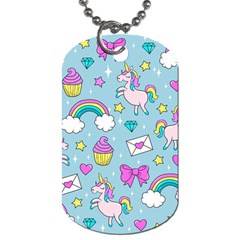 Cute Unicorn Pattern Dog Tag (one Side) by Valentinaart