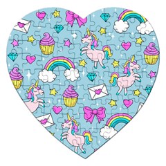 Cute Unicorn Pattern Jigsaw Puzzle (heart) by Valentinaart