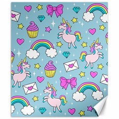 Cute Unicorn Pattern Canvas 8  X 10  by Valentinaart