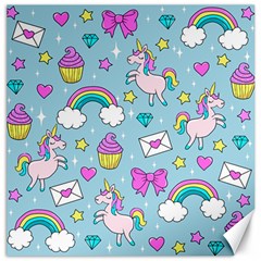 Cute Unicorn Pattern Canvas 16  X 16   by Valentinaart