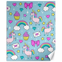 Cute Unicorn Pattern Canvas 11  X 14   by Valentinaart