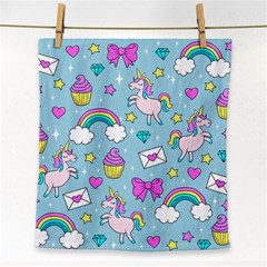 Cute Unicorn Pattern Face Towel by Valentinaart