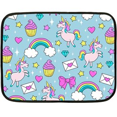 Cute Unicorn Pattern Fleece Blanket (mini) by Valentinaart