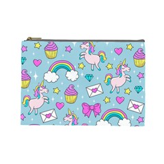 Cute Unicorn Pattern Cosmetic Bag (large)  by Valentinaart