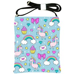 Cute Unicorn Pattern Shoulder Sling Bags by Valentinaart