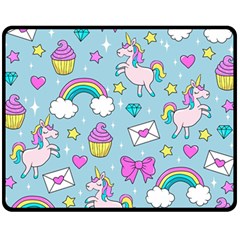 Cute Unicorn Pattern Fleece Blanket (medium)  by Valentinaart