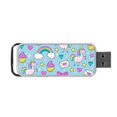 Cute Unicorn Pattern Portable Usb Flash (two Sides) by Valentinaart