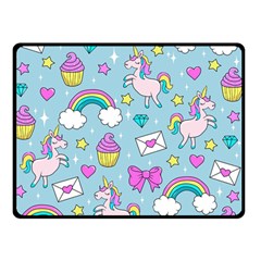 Cute Unicorn Pattern Double Sided Fleece Blanket (small)  by Valentinaart