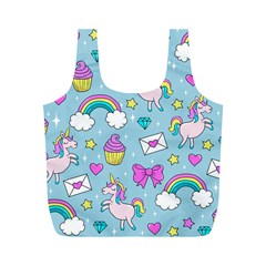 Cute Unicorn Pattern Full Print Recycle Bags (m)  by Valentinaart