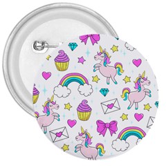 Cute Unicorn Pattern 3  Buttons by Valentinaart