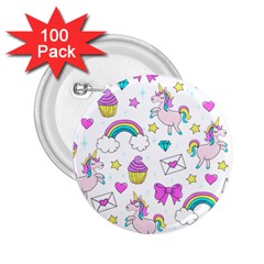 Cute Unicorn Pattern 2 25  Buttons (100 Pack)  by Valentinaart