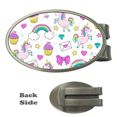 Cute Unicorn Pattern Money Clips (oval)  by Valentinaart