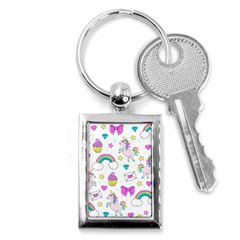 Cute Unicorn Pattern Key Chains (rectangle)  by Valentinaart