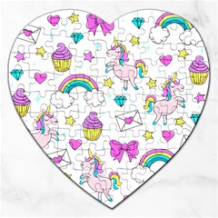 Cute Unicorn Pattern Jigsaw Puzzle (heart) by Valentinaart