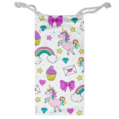 Cute Unicorn Pattern Jewelry Bag by Valentinaart