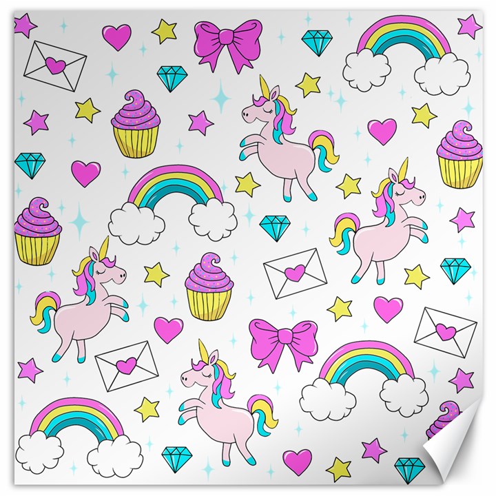 Cute Unicorn Pattern Canvas 12  x 12  