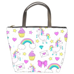 Cute Unicorn Pattern Bucket Bags by Valentinaart