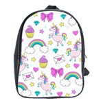 Cute Unicorn Pattern School Bag (Large) Front