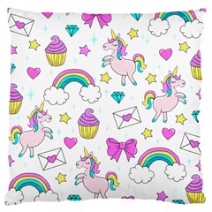 Cute Unicorn Pattern Large Cushion Case (one Side) by Valentinaart