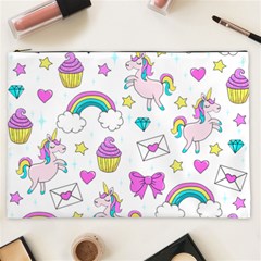 Cute Unicorn Pattern Cosmetic Bag (xxl)  by Valentinaart