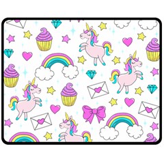 Cute Unicorn Pattern Double Sided Fleece Blanket (medium)  by Valentinaart