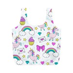 Cute Unicorn Pattern Full Print Recycle Bags (M)  Front