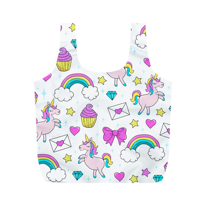 Cute Unicorn Pattern Full Print Recycle Bags (M) 