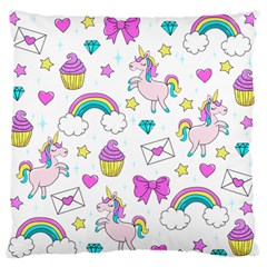 Cute Unicorn Pattern Large Flano Cushion Case (one Side) by Valentinaart