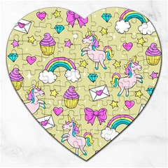 Cute Unicorn Pattern Jigsaw Puzzle (heart) by Valentinaart