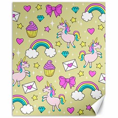 Cute Unicorn Pattern Canvas 16  X 20   by Valentinaart