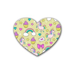 Cute Unicorn Pattern Heart Coaster (4 Pack)  by Valentinaart