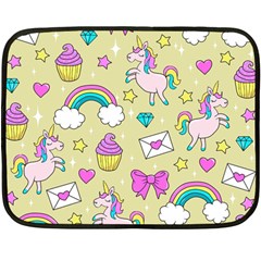 Cute Unicorn Pattern Fleece Blanket (mini) by Valentinaart