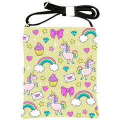 Cute Unicorn Pattern Shoulder Sling Bags by Valentinaart