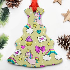 Cute Unicorn Pattern Christmas Tree Ornament (two Sides) by Valentinaart