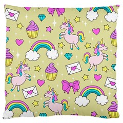 Cute Unicorn Pattern Large Cushion Case (one Side) by Valentinaart