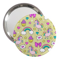 Cute Unicorn Pattern 3  Handbag Mirrors by Valentinaart