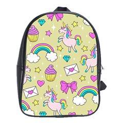 Cute Unicorn Pattern School Bag (xl) by Valentinaart