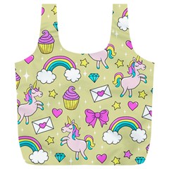 Cute Unicorn Pattern Full Print Recycle Bags (l)  by Valentinaart