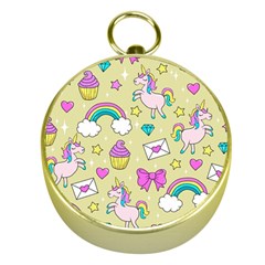 Cute Unicorn Pattern Gold Compasses by Valentinaart