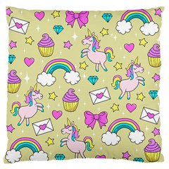 Cute Unicorn Pattern Large Flano Cushion Case (one Side) by Valentinaart