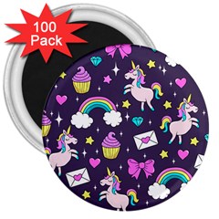 Cute Unicorn Pattern 3  Magnets (100 Pack) by Valentinaart