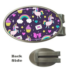 Cute Unicorn Pattern Money Clips (oval)  by Valentinaart