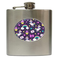 Cute Unicorn Pattern Hip Flask (6 Oz) by Valentinaart